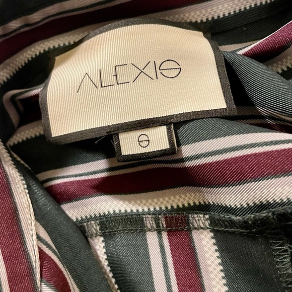 ALEXIS *Monet* green striped button down shirt style romper S - Picture 3 of 4